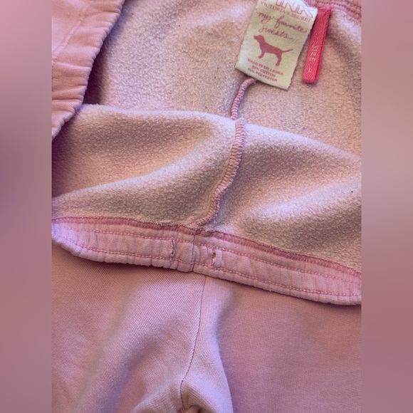 VS PINK VINTAGE Y2K SET HOODIE & SWEATPANTS TRUE PINK LOVE OMBRÉ DOG HEARTS RARE - Picture 15 of 15